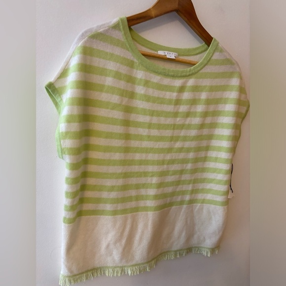 NWT REVOLVE Duffy Lime Cream Cashmere Striped Fringe Sweater - Picture 4 of 6
